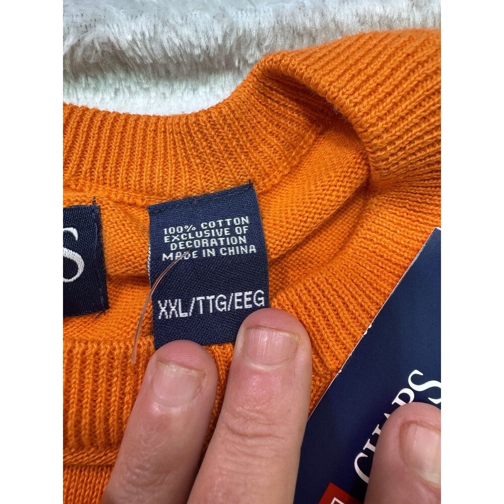 Chaps Mens Sz 2xlSweater Vest Sleeveless Sweater Orange 100% Cotton Preppy NWT - Picture 5 of 11